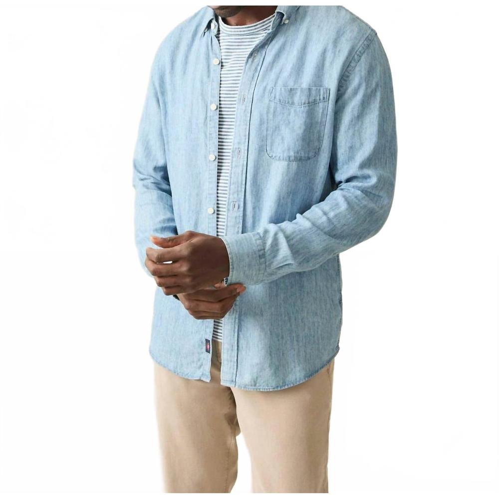NEW FAHERTY tried & true chambray shirt in vintage indigo